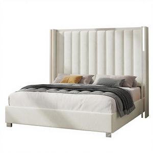 Cadre de <span class=keywords><strong>lit</strong></span> plateforme Jocisland Queen Size avec tête de <span class=keywords><strong>lit</strong></span> haut de 58 pouces, capitonnée en velours, design moderne, cadre en métal, capitonnage en cannelures - Product Image 1