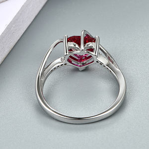 2.25 carati 925 Sterling Silver Red Heart Solitaire Anelli Per Le Donne di Nozze di Fidanzamento Gioielli - Product Image 4
