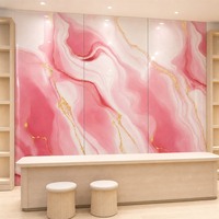 Revêtement mural en PVC effet marbre, style européen classique, brillant, imperméable, à grain fin, panneau rigide pour hôtel et usage domestique