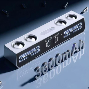 Barre de son stéréo <span class=keywords><strong>sans</strong></span> <span class=keywords><strong>fil</strong></span> RGB pour ordinateur avec horloge de bureau et caisson de basses à <span class=keywords><strong>radiateur</strong></span> passif pour le gaming - Product Image 4