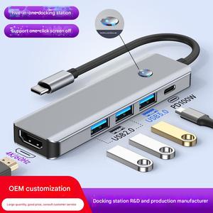 คอนเวอร์เตอร์ฮับขยายด็อกเกอร์แบบผสมที่ทำงานแบบไฮบริดที่เชื่อถือได้4K การฉายภาพความละเอียดสูงคลิกเดียวสำหรับโน้ตบุ๊ก