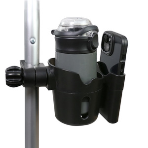 Porte-gobelet DURAPOWER avec support pour téléphone, noir, 10,5x9,5x17 cm, pour fauteuil roulant et utilisation en extérieur - Product Image 1