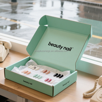 Boîte d'expédition personnalisée en carton ondulé recyclable de 2 mm d'épaisseur, avec pelliculage mat et gaufrage double face, pour produits de beauté des ongles et mouchoirs