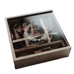 Print Box 5X7' wedding box unique client presentation wedding photo packaging engraved wooden photo box