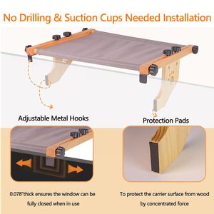 JQ Verstellbare Fensterliege für Katzen mit Waschbarem Bettbezug für Wohnungskatzen - Product Image 2