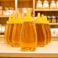 Botella Transparente con Dosificador para Miel, Sirope, Salsas, Aderezos, Jugos, Ketchup, Empaquetado OEM, Marca Privada, Venta al Por Mayor