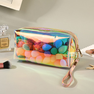 Juego de esponjas de maquillaje con bolsa de almacenamiento holográfica, esponja de maquillaje, borla para polvos, de doble uso en seco y húmedo, esponja de maquillaje de colores, individual - Product Image 2