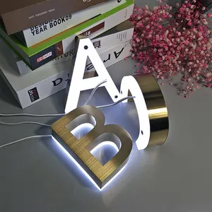 Kunden spezifische Außenwerbung Zeichen Front Logo Acryl Kanal Buchstaben Zeichen Edelstahl LED hinter leuchtet Metall Brief