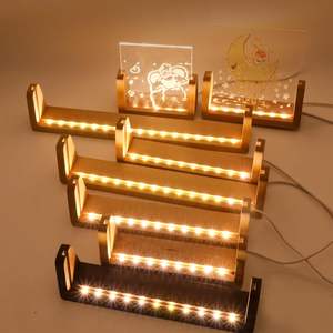 Support de base de lumière LED en bois USB pour plaque acrylique cadre photo lampe de nuit personnalisée en forme de U pour cadeaux d'anniversaire d'anniversaire - Product Image 4