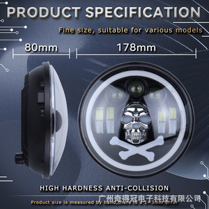 7 Inch Skull Design <b>Led</b> <b>Headlights</b> For Jeep Wrangler Motorcycle Angel Eye Spotlights 15000 Lm 70 W 12 V - Product Image 5