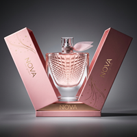 Flacon de parfum en verre 75 ml, base épaisse de luxe, forme plate, personnalisable avec boîte, OEM, flacon de parfum vide, emballage