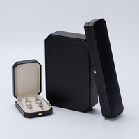 FANXI boîte à bijoux en cuir PU noir avec logo personnalisé bague boucles d'oreilles pendentif boîte de collier emballage de bijoux