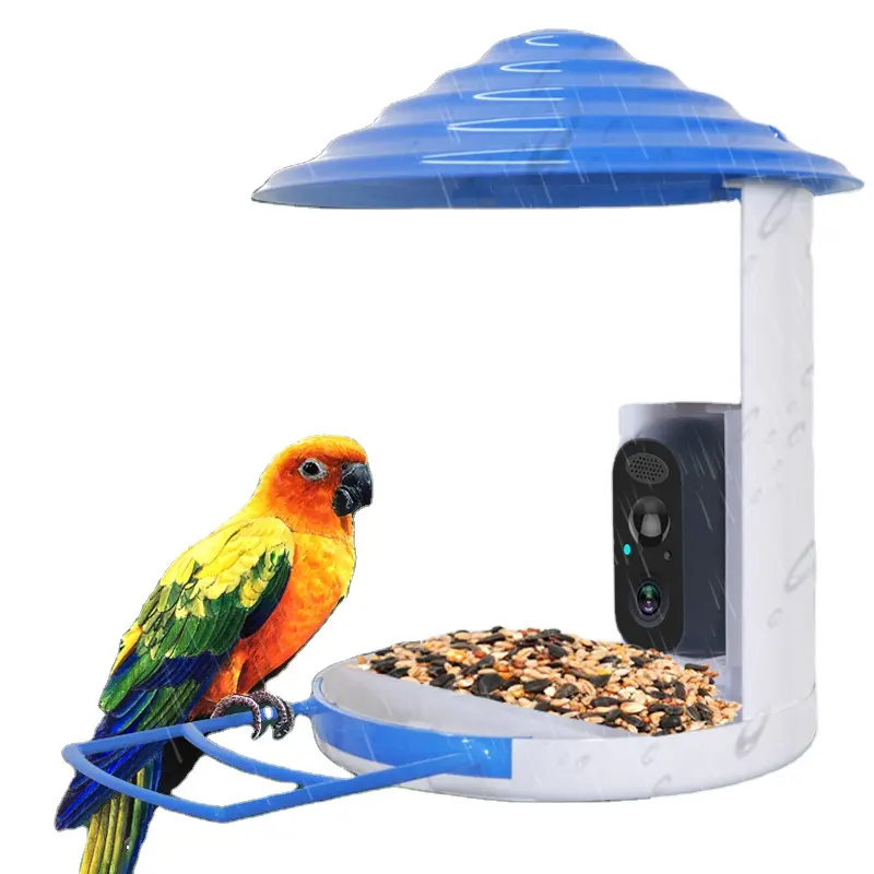 Mangeoire solaire intelligente pour oiseaux avec caméra 1080p Hd Vision nocturne Reconnaissance AI Mangeoire pour espèces d'oiseaux Capture automatique Caméra d'observation d'oiseaux