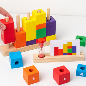 Bloc empilable en bois jouet Alphabet <span class=keywords><strong>orthographe</strong></span> et lecture de mots jouet de tri en bois enfants ensemble de Coordination œil-main - Product Image 5