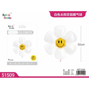 Aluminio blanco de 20 pulgadas para juego de globos de papel de aluminio con flores sonrientes, función de helio para fiestas, celebraciones, incluido el Día DE LA MADRE MOQ - Product Image 1