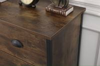 Commode haute traditionnelle rustique marron à 4 tiroirs, en bois, avec pieds en métal noir, écologique, durable, grande capacité
