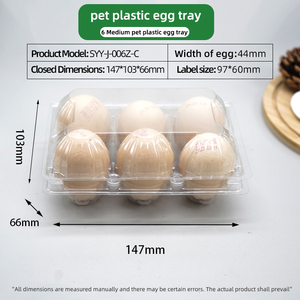 Clear Transparent Plastic <strong>Egg</strong> Tray Blister 6-<strong>Cell</strong> Food Grade Stackable Containers Custom Logo for 40-50g <strong>Eggs</strong> ISO9001 Certified - Product Image 3