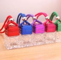 Diffuseurs de parfum pour voiture personnalisés de 10 ml, bouteilles suspendues, écologiques, recyclables, en verre transparent de luxe, avec boîte en bois colorée