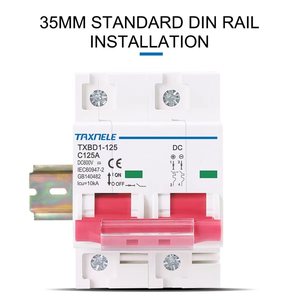 Мини-выключатель для солнечной системы PV 2P DC 600V 125A 100A Аккумуляторный выключатель пластиковый Din-рейка с креплением 4.5ka Защита 1P полюс - Product Image 5