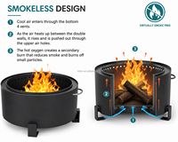Brasero extérieur sans fumée de 27 pouces, grand brasero en métal pour brûler du bois avec couvercle imperméable, pique à bois pour patio, jardin, camping