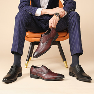 Chaussures Oxford pour homme en cuir véritable de haute qualité, faites à la main, rétro, respirantes, chaussures de mariage - Product Image 4