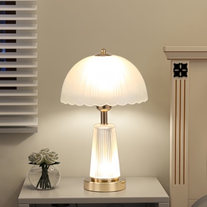 Mushroom Shape Glass Table Lamp <b>Led</b> Warm White <b>Light</b> <b>Plug</b> <b>In</b> Tap Control For Bedroom Living Room Decorative Night <b>Light</b> - Product Image 1