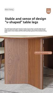 طقم طاولات وكراسي طعام بيضاوية خشب مصمت فاخرة بتصميم عصري منتصف القرن، 4 أو 6 مقاعد، أثاث مطبخ كامل - Product Image 5