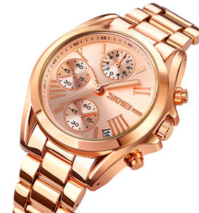 Sıcak satış Skmei 1897 altın bilek Quartz saat kronometre fonksiyonu paslanmaz çelik kayış su geçirmez 30 metre - Product Image 3