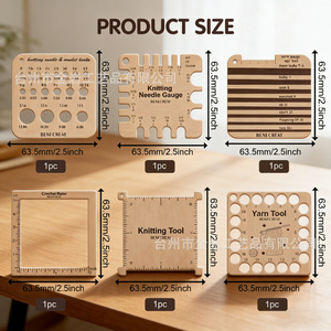 Cross-border wooden blank <b>square</b> knitting <b>tool</b>, wooden letter yarn knitting machine, knitting frame, density ruler, measuring - Product Image 2