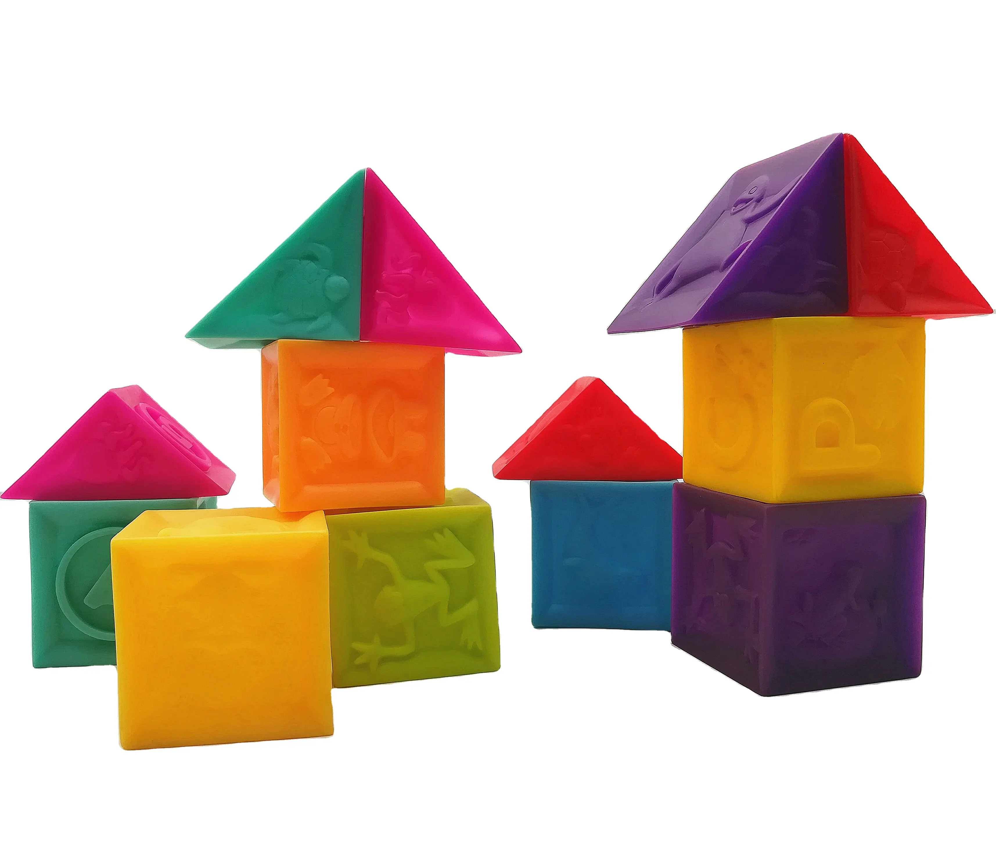 Cubo empilhando blocos de brinquedo, em relevo, bebê, brinquedos, criança, construção, borracha, construção, criança, blocos macios, conjunto, bebê, brinquedo educativo