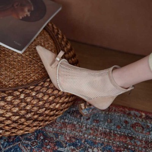 Mocassins à bout pointu de haute qualité pour femmes botte à talons décontractée avec nœud papillon pour le printemps et l'été Position supérieure emballage de la boîte - Product Image 3
