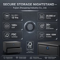 Table de chevet intelligente avec serrure à empreintes digitales, compartiment caché, capteur de mouvement, LED, USB-C, stockage sécurisé, vente en gros OEM