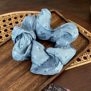 Wholesale Double-Piece Vintage <strong>Printed</strong> <strong>Headbands</strong> Flowing Light Gradient Net Gauze Scrunchies Fabric Material Girls Women - Product Image 4