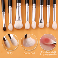 Ensemble de pinceaux de maquillage pour le visage en poils de chèvre de luxe professionnels, 15 pièces, pour anticernes, fards à paupières, sourcils, sac à pinceaux cosmétiques noir
