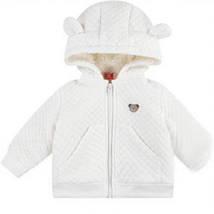 Veste à capuche zippée unisexe pour bébé, doublée en polaire, brodée, avec motif matelassé en losanges - Product Image 1