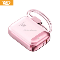 Nouvelle mini batterie externe électronique 10000 mAh, mince et portable, avec câble USB-C, Powerbanks 10000 mAh