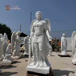 Estatua <span class=keywords><strong>de</strong></span> San Miguel Arcángel <span class=keywords><strong>de</strong></span> Mármol Blanco <span class=keywords><strong>de</strong></span> 1,8 m (6 pies) <span class=keywords><strong>de</strong></span> TREVI, Escultura Religiosa Católica para Protección del Hogar y Jardín - Product Image 2