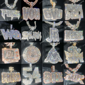 Pass <strong>Diamond</strong> <strong>Tester</strong> Customized Full Vvs Baguette <strong>Moissanite</strong> Engraved Logo Iced Out Grizzly Big Disc Pendant With Gra Certificate - Product Image 4