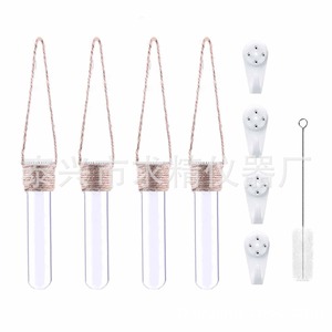 Seeking Excellence Hydroponic Test Tubes 4pcs Hanging Glass Vase Wall Mounted Plant Container Cylinder Shape - Product Image 1
