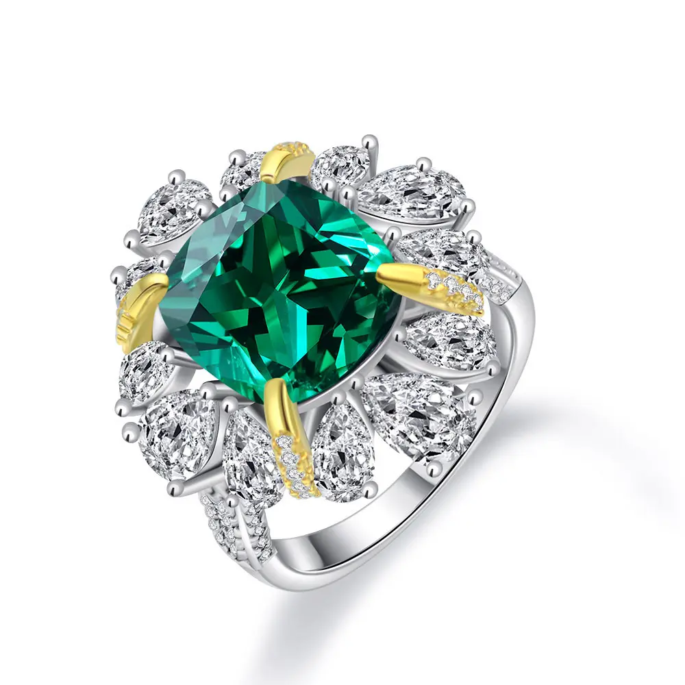 10*11mm हरी टूमलाइन लक्जरी 925 स्टर्लिंग चांदी की अंगूठी