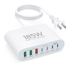 Wholesale 185Watt Very Fast <strong>Charger</strong> Block GaN <strong>7</strong> <strong>Port</strong> PD USB+TYPE-C Wall <strong>Charger</strong> Type C Charging Station <strong>for</strong> <strong>iPhone</strong> 17 16 15 14 - Product Image 1