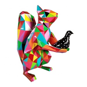 Escultura de Animal de ardilla de fibra de vidrio geométrica, grande y colorida, personalizada, para decoración de <span class=keywords><strong>Plaza</strong></span> de Compras/jardín/calle - Product Image 2