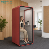 Cabine téléphonique insonorisée en terre cuite, pod acoustique d'intimité, salle individuelle de concentration, éclairage LED intérieur, ventilation, porte en verre trempé, logo