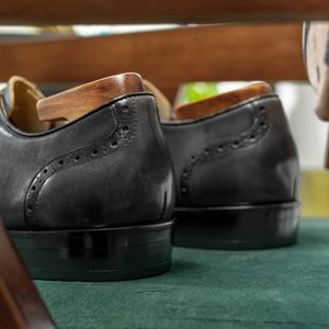 High-End Patchwork Grey Oxford Shoes <b>Small</b> Square Toe Breathable Lightweight Anti-Slip Summer Spring Office Business Dress Shoes - Product Image 4