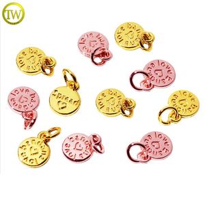 Jewelry Fitting Custom logo Stamped Necklace Pendent Round Shape Mini <strong>Charm</strong> Alloy Letter <strong>Word</strong> Phrase Tags - Product Image 3