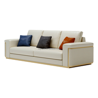Élégant Ensemble de Mobilier de Salon Canapé en Cuir PU Blanc et Métal Doré Style Moderne