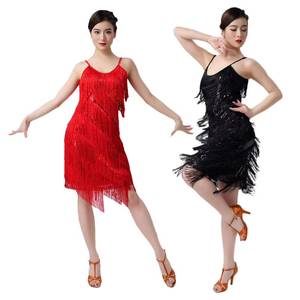 Robe de danse latine pour femmes, style années 1920, avec paillettes et franges, pour carnaval, tango, danse de salon, costume de danse pour adultes - Product Image 5
