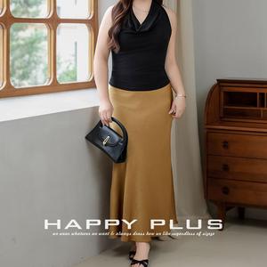 ชุดเซ็ตสามชิ้นสำหรับผู้หญิง Runqi สีดำ เสื้อครอปแบบผูกคอ เสื้อแจ็คเก็ต กระโปรงยาวปานกลางสีทอง ผ้าถักยืด สีพื้น ไซส์พลัส ทรงเข้ารูป - Product Image 5