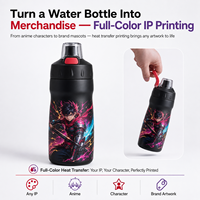 Bouteille d'eau isotherme sport 400 ml avec couvercle à bouton-poussoir, anti-fuite, double paroi sous vide en acier inoxydable, avec poignée