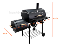 Grand barbecue sans fumée en acier de qualité supérieure, deux brûleurs, barbecue au charbon de bois commercial d'extérieur, barbecue portable avec plaque latérale